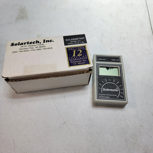 Solartech Solarmeter Model 5.0 Total UV Meter A + B 0-199.9mW/cm2