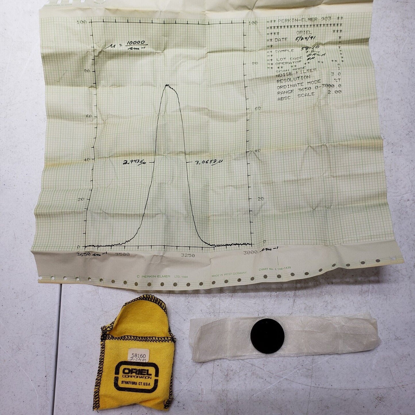 Oriel Bandpass Filter 58160 NIR Infrared CWL 3.04um FWHM 120nm OD 1"