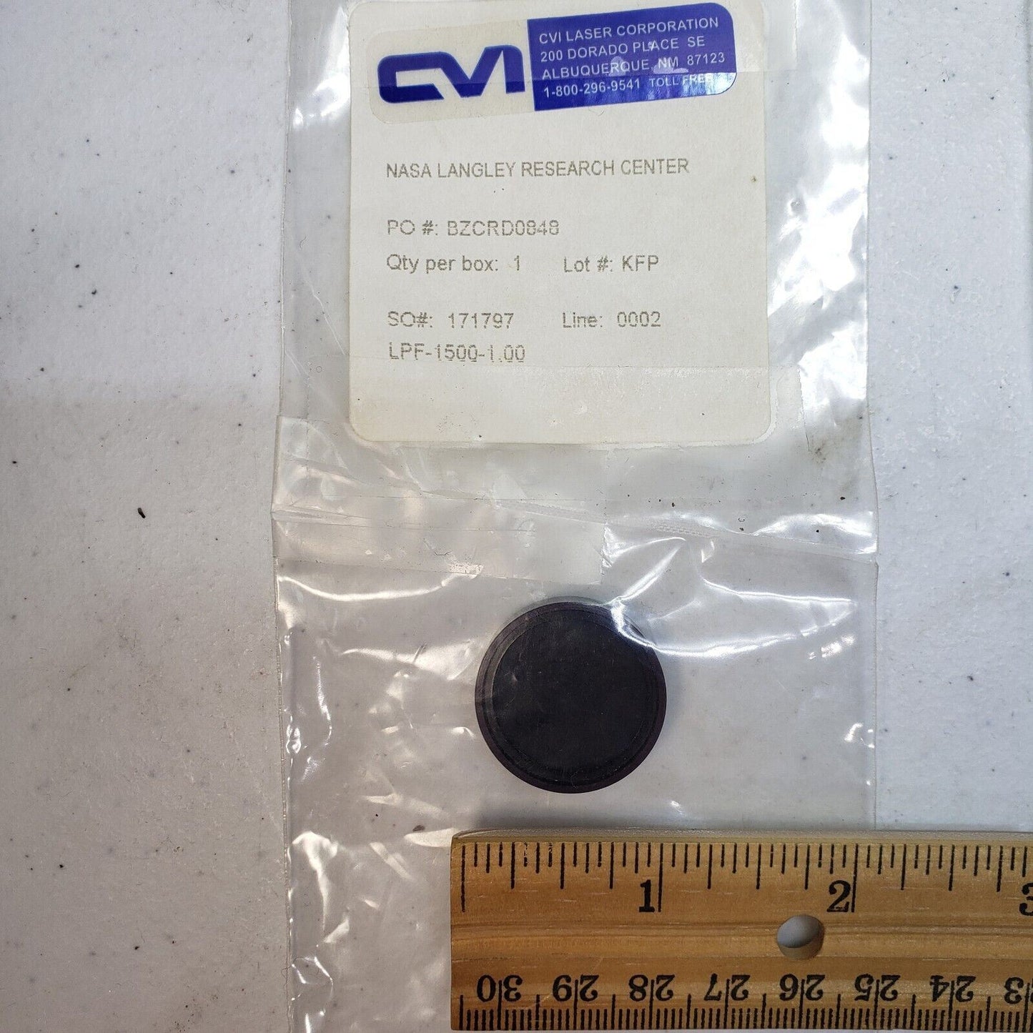 CVI Laser Corporation Lowpass Filter NIR Infrared 1500nm LPF-1500-1.00 1" OD