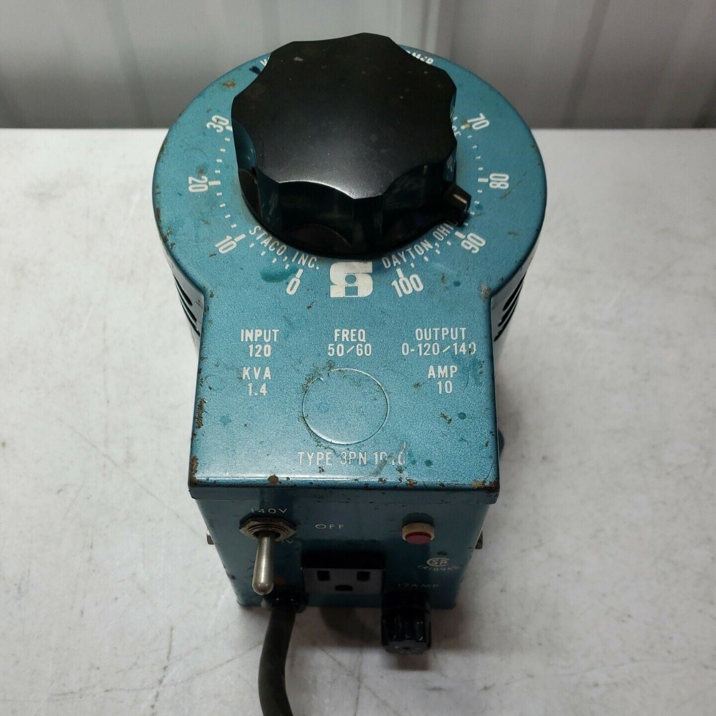 Staco 3PN1010 120v/140v 50Hz/60Hz 10A Variable Autotransformer Tested Working