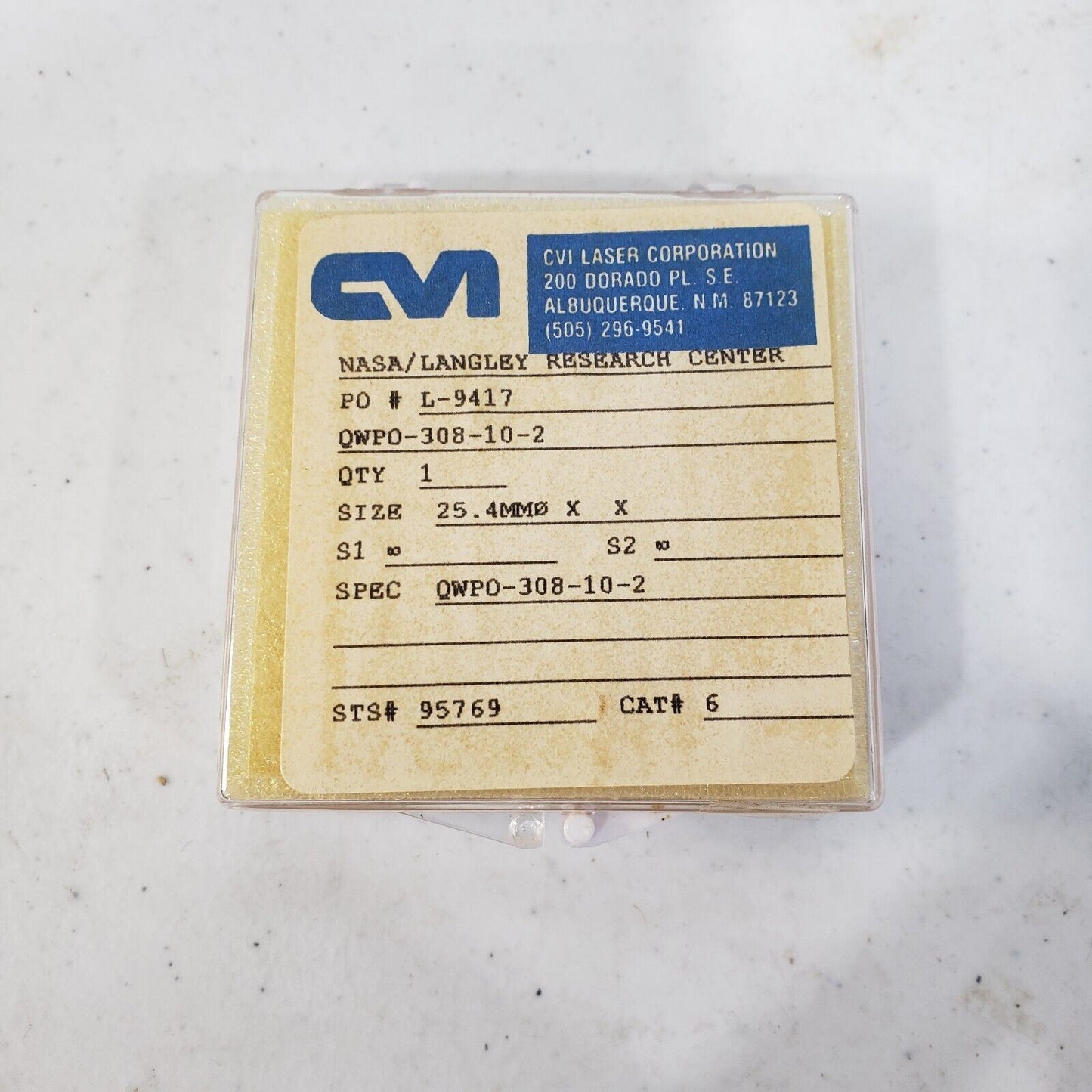 CVI Quarter Wave Plate 308nm 25.4mm OD