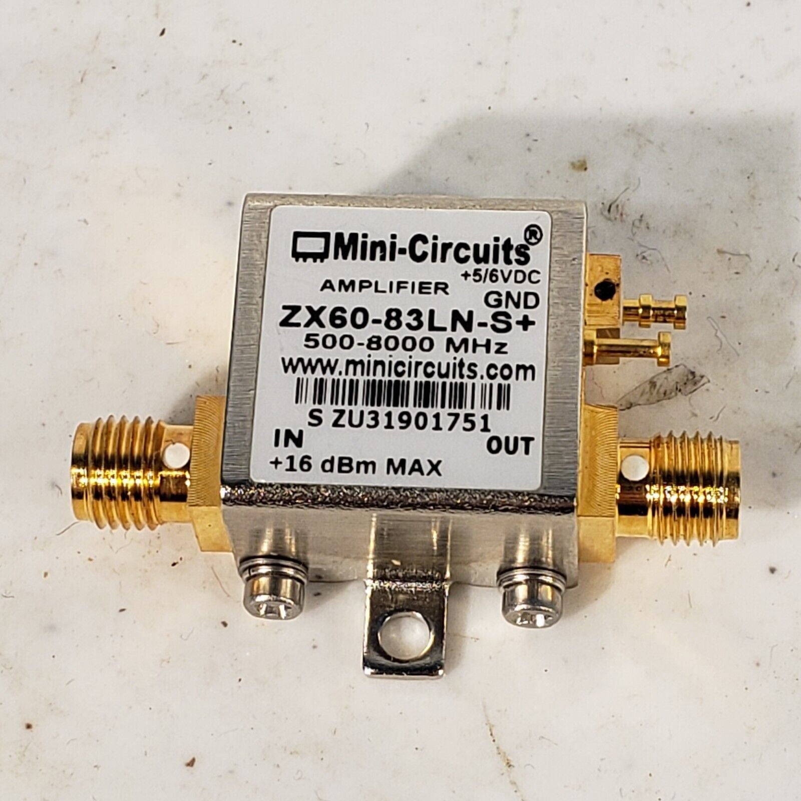 Mini Circuits ZX6083LNS+ Low Noise RF Amplifier, 5008000MHz 8GHz, 5