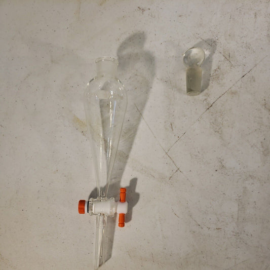 KIMAX Glass 60mL Squibb Style Separatory Funnel PTFE Stopcock 2mm Bore ST #16