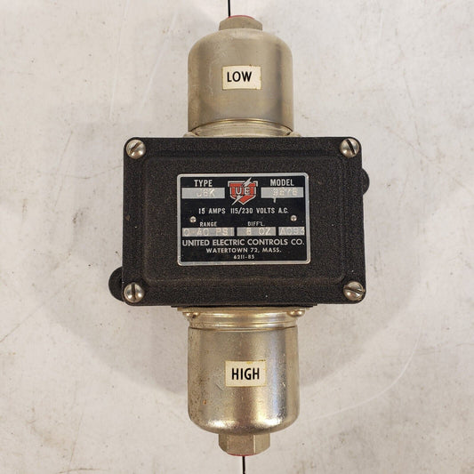 NOS UNITED ELECTRIC CONTROLS VALVE TYPE J6K MODEL 9578 15 AMP 115V 0-40 PSI