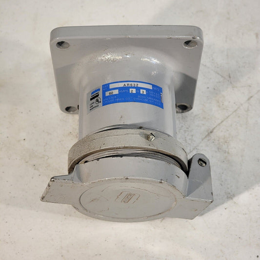 Eaton Crouse-Hinds AR632 Receptacle 60A 2 Wire 3 Pole 600VAC Body-Grounded