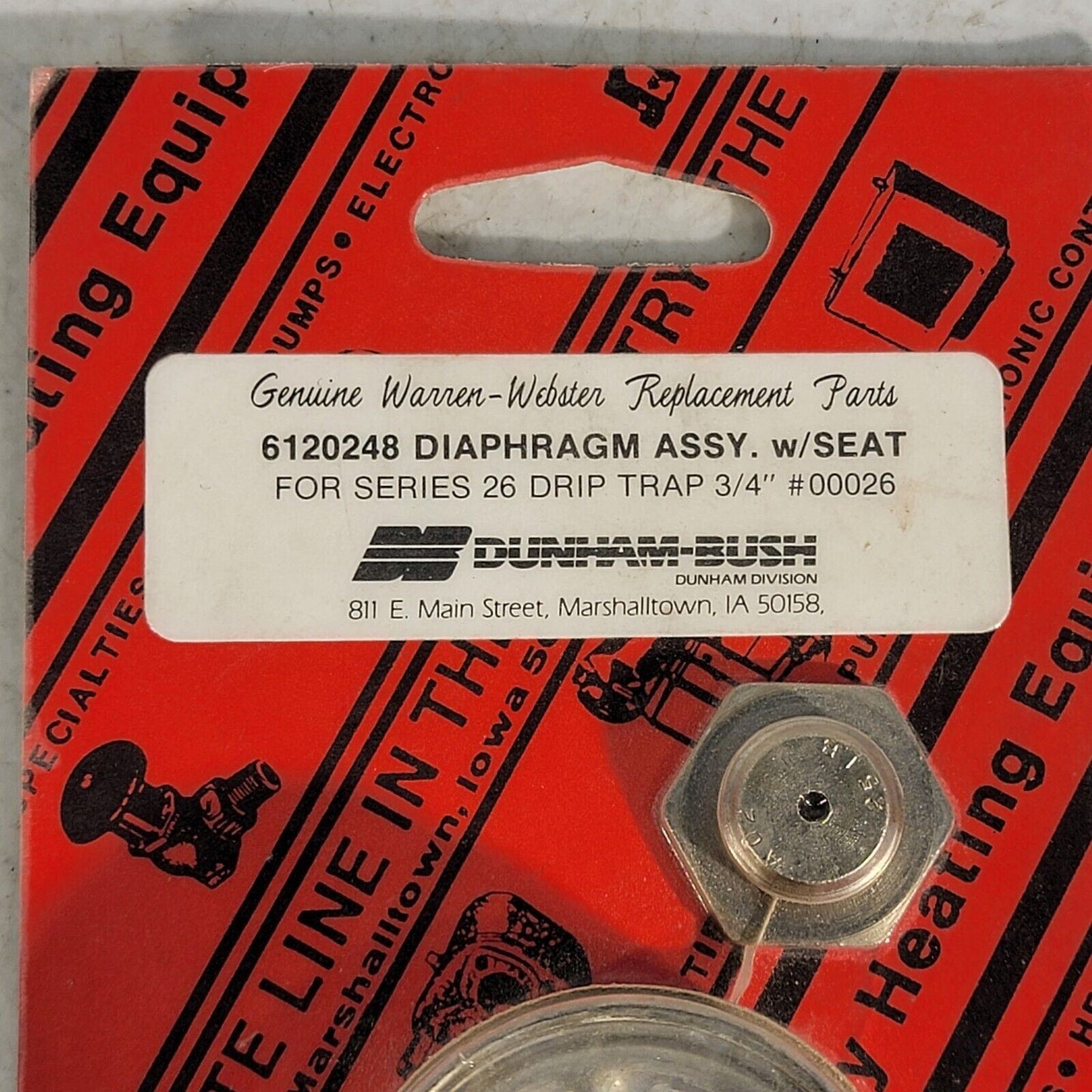 Dunham-Bush 6120248 Diaphragm Assembly Assy w/ Seat For Series 26 Drip Trap 3/4"