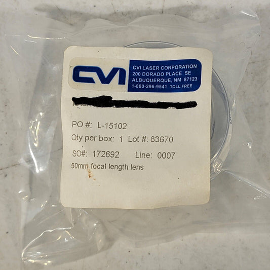 CVI Laser Corporation 50mm Focal Length Lens 1" OD