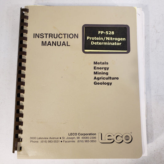FP-528 Protein/Nitrogen Determinator Instruction Manual