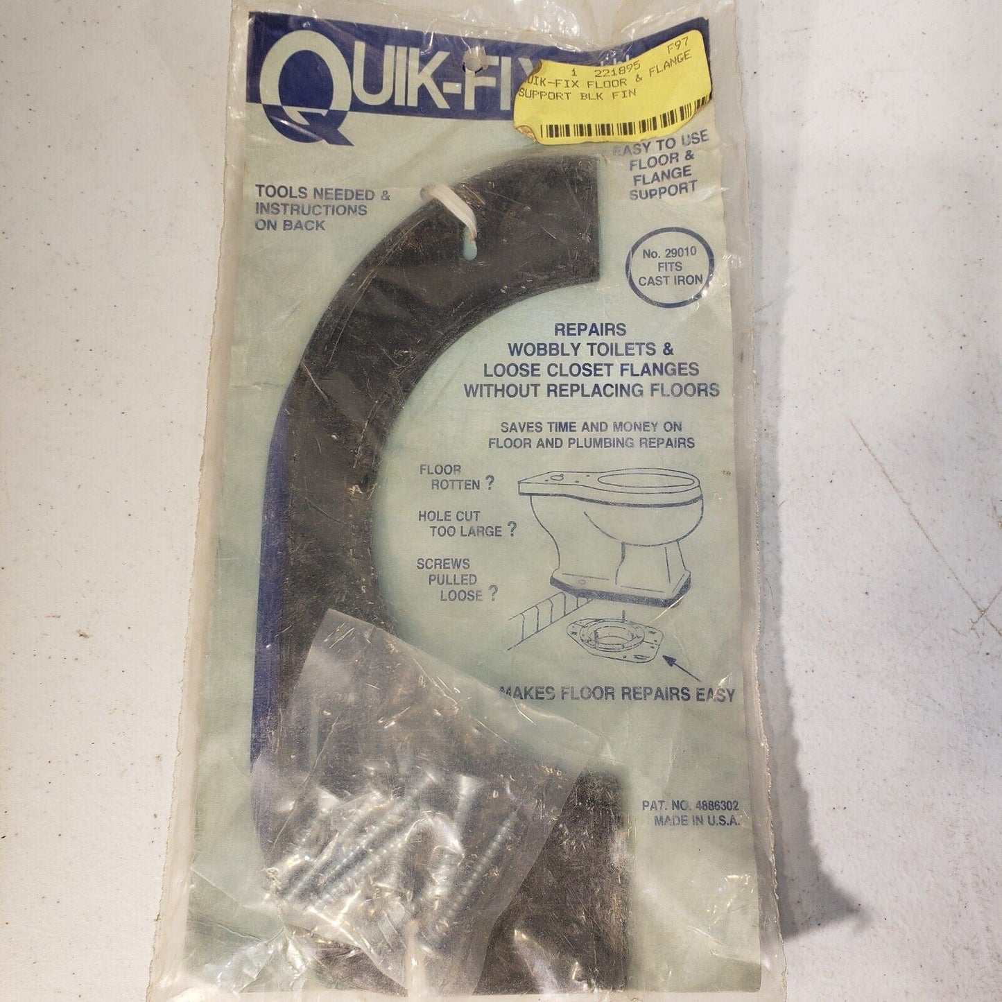 Quik Fix Toilet Floor & Flange Support Blk Fin 221895