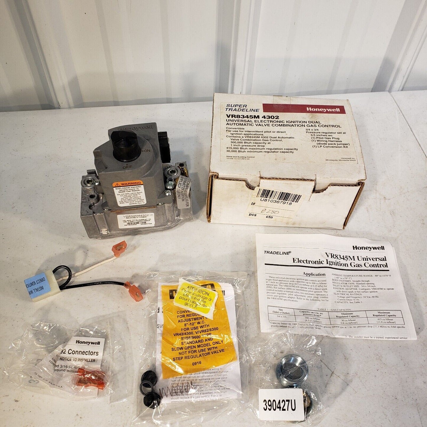 HONEYWELL Universal Electronic Ignition Gas Valve VR8345M w/ Kit