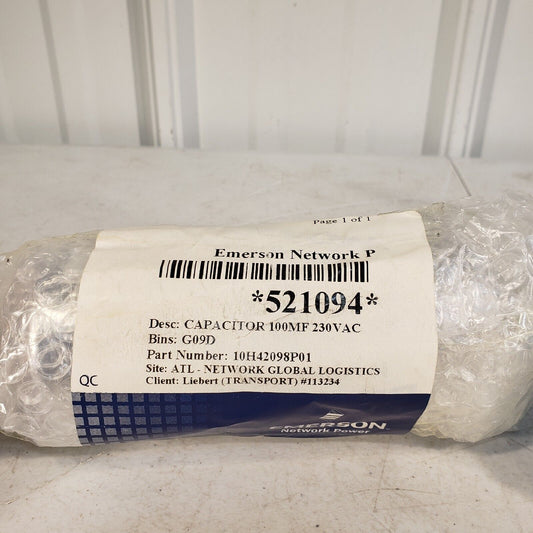 Emerson 521094 Capacitor 100mF 230 VAC 10H42098P01