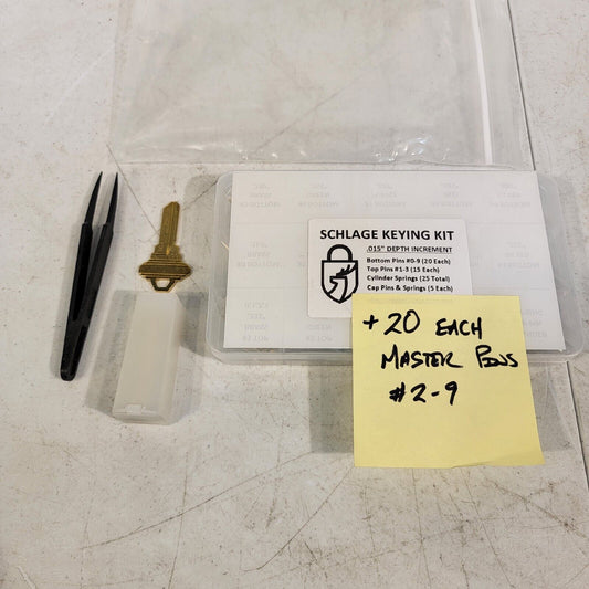 Kit for SCHLAGE with Top/Bottom/Master Pins, Springs, Tools Landlord Re-Key Kit