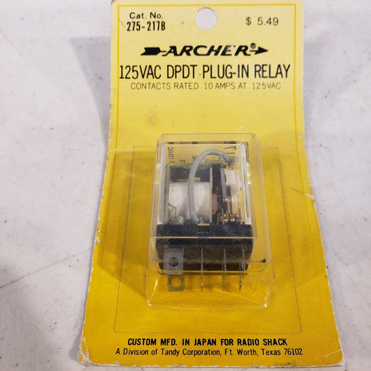 Archer 275-217B 125VAC DPDT Plug-in Relay, 10 A