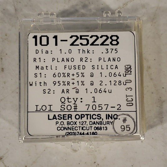Laser Optics 1" Dia Bandpass Filter 60%R @ 1064nm, 95%R @ 2128nm W/ AR Coating