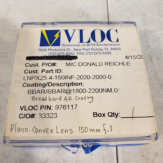Vloc LNPX25.4-150INF-2020-2000-0 Plano Convex Lens 1" OD 150mm fl 976117