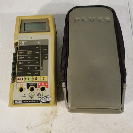 Vintage Fluke 8020B Handheld Digital Multimeter with Case Tested Powers On