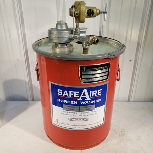 Safe Aire Air Powered Screen Washer 4323 10 Gallon Capacity Pneumatic