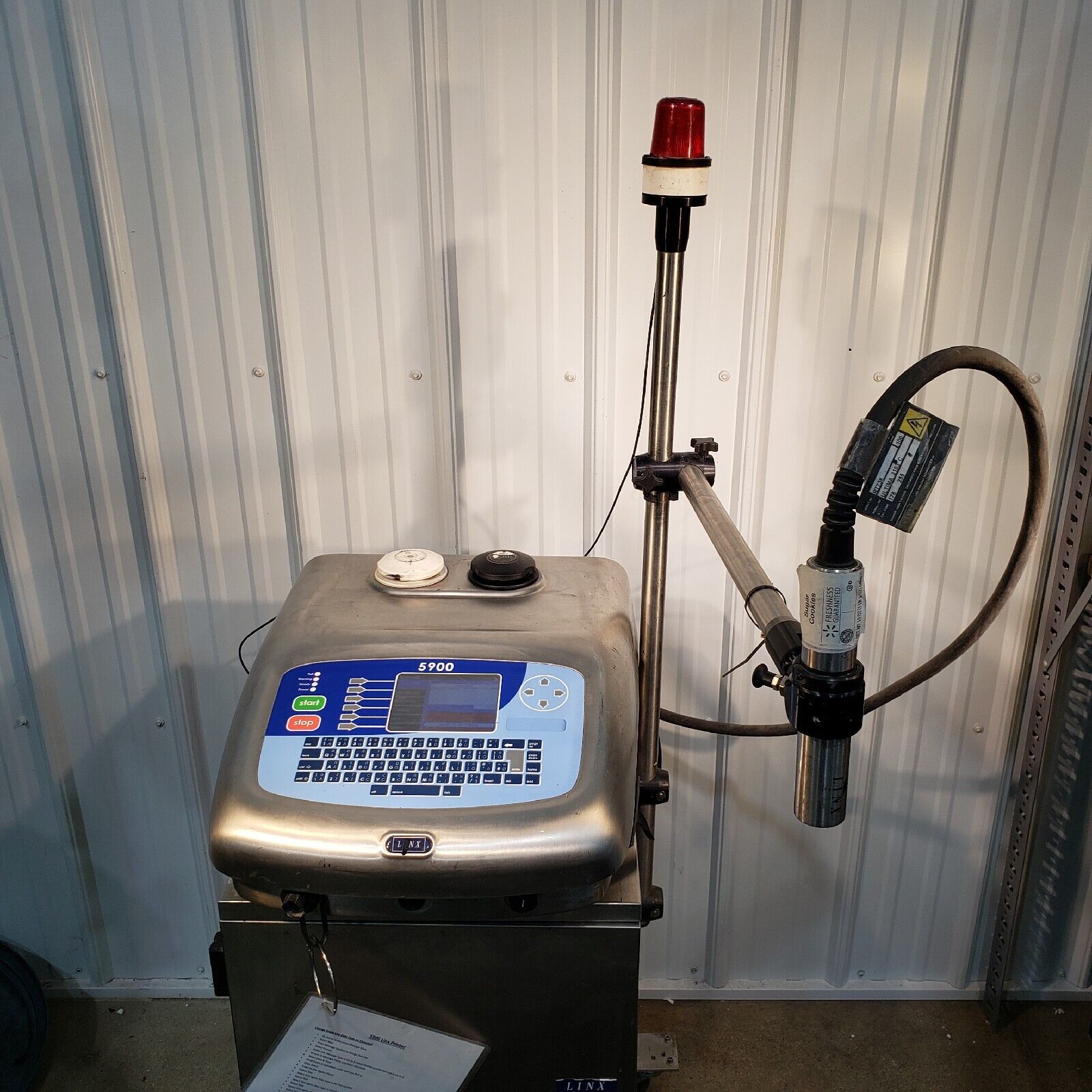 Linx Ink Coder Linx 5900 Continuous Ink Jet Coder Printer 120v w/ Print Head + Cart ...