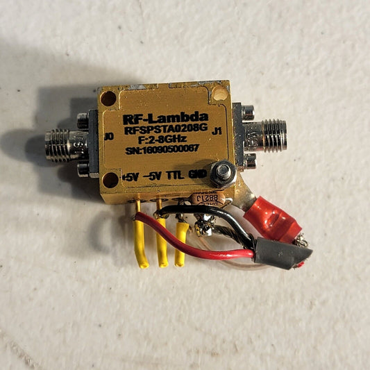 RF-Lambda RFSPSTA0208G Absorptive Coaxial SPST Switch 2GHz-8GHz SMA 30dBm