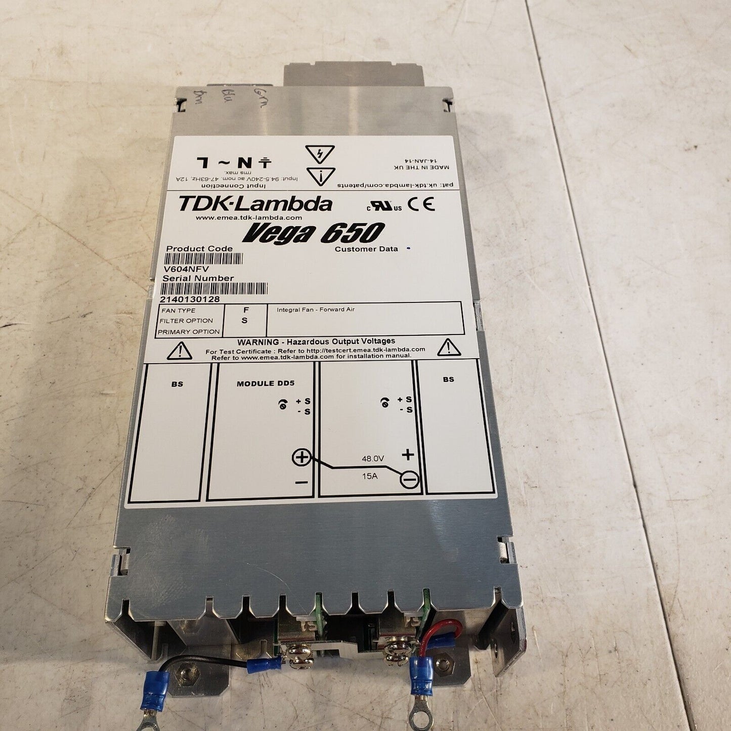 TDK-Lambda Vega 650 V604NFV Modular Power Supply 48V 15A 720W