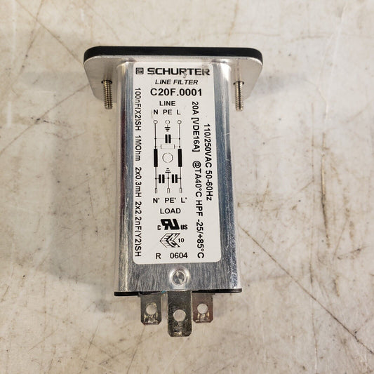 Schurter C20F.0001 Line Filter 110/250VAC 50-60Hz 20A 100nF 1MOhm