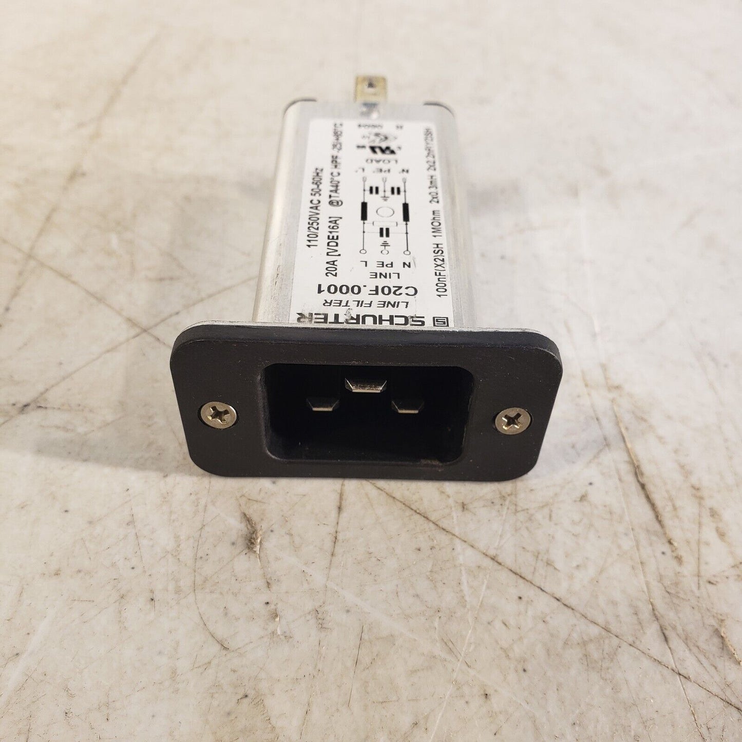 Schurter C20F.0001 Line Filter 110/250VAC 50-60Hz 20A 100nF 1MOhm