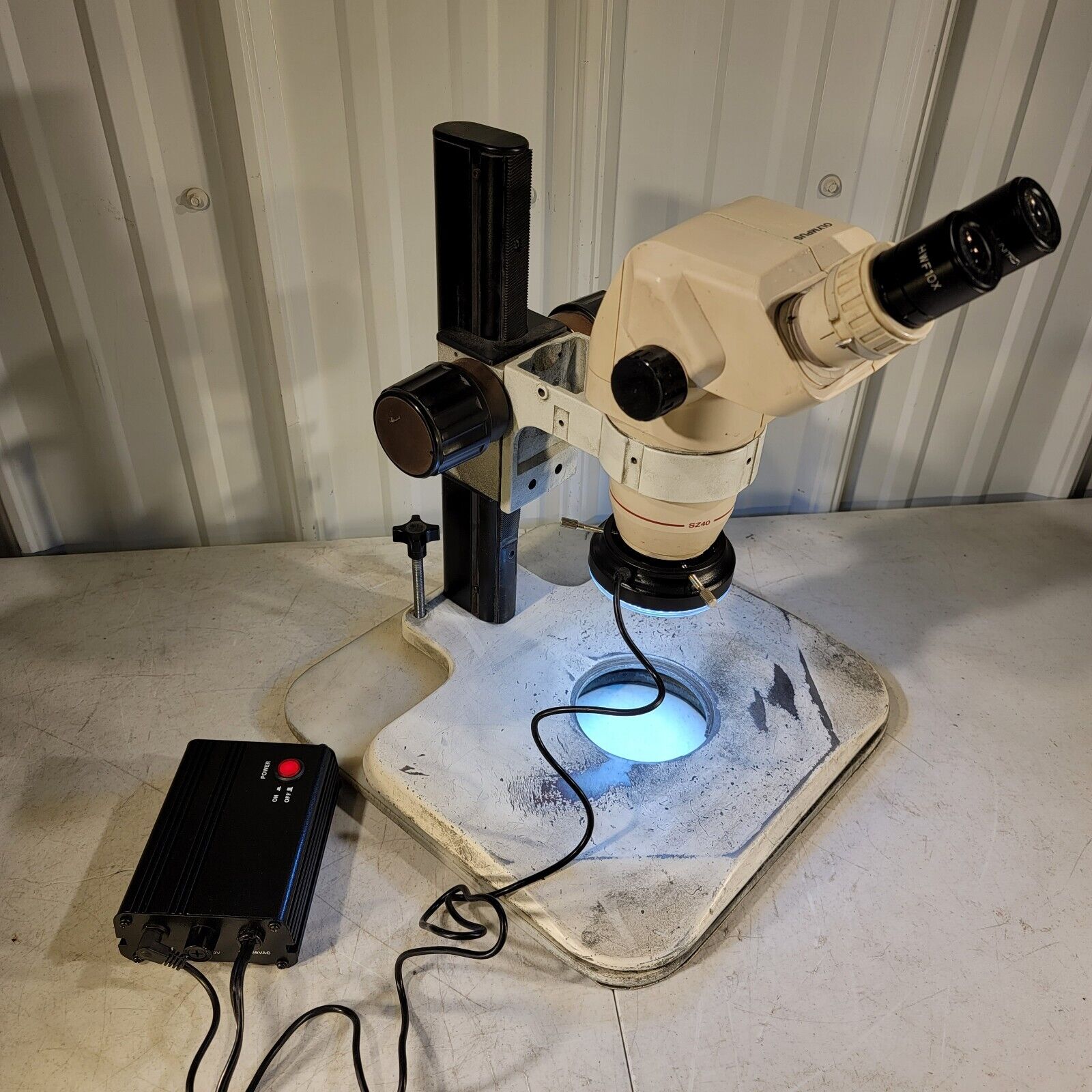 Microscope Base Riser Olympus Olympus SZ4045 Stereo Zoom Microscope HWF10X Eyepieces Base Stand LED ...
