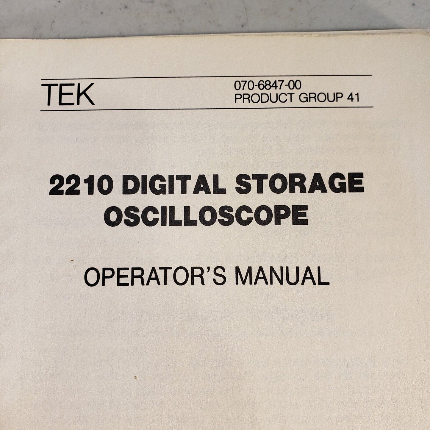 Tektronix 2210 Manual Digital Storage Oscilloscope Operator's  070-6847-00