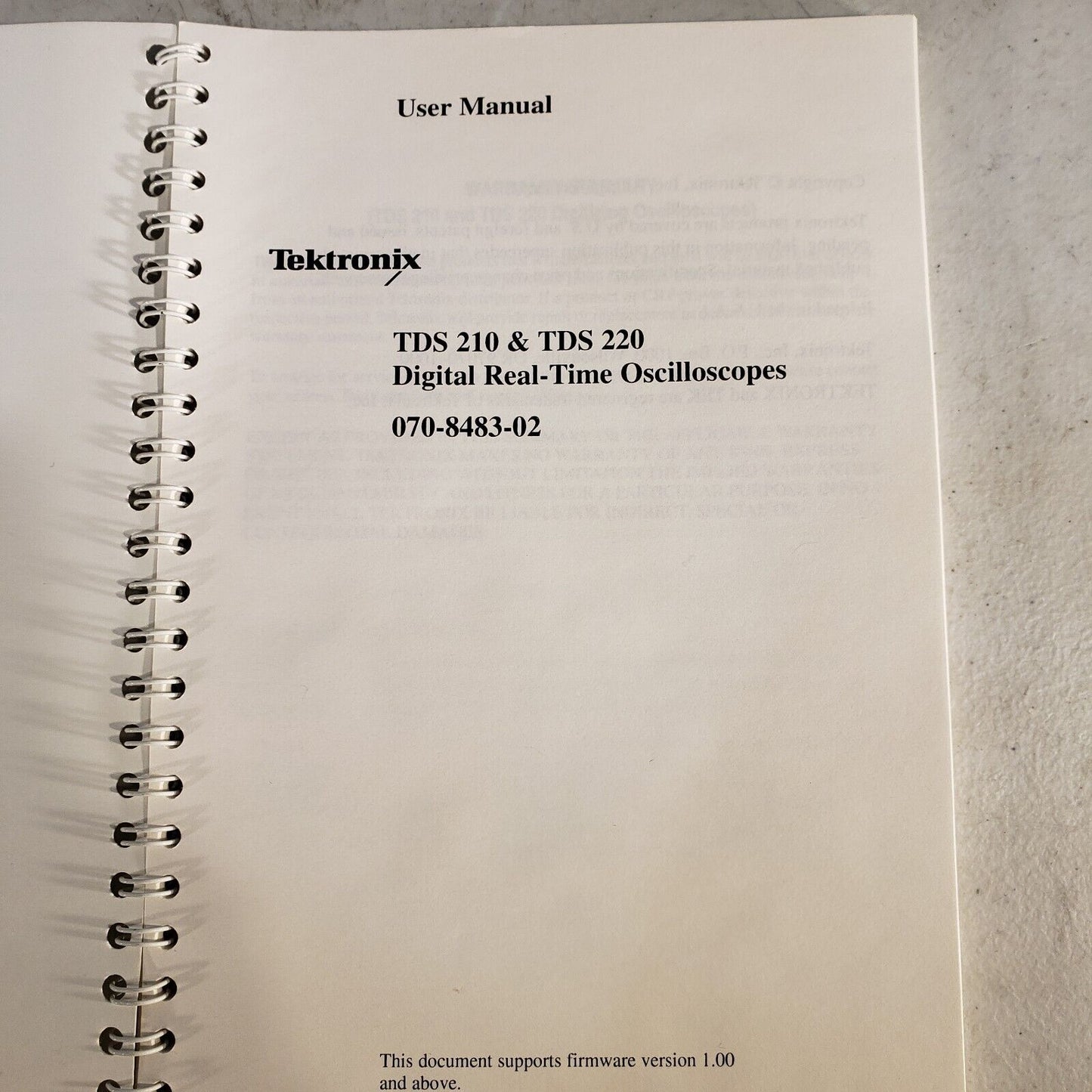 Tektronix TDS 210 Manual And TDS 220 Digital Real-Time Oscilloscopes 070-8483-02
