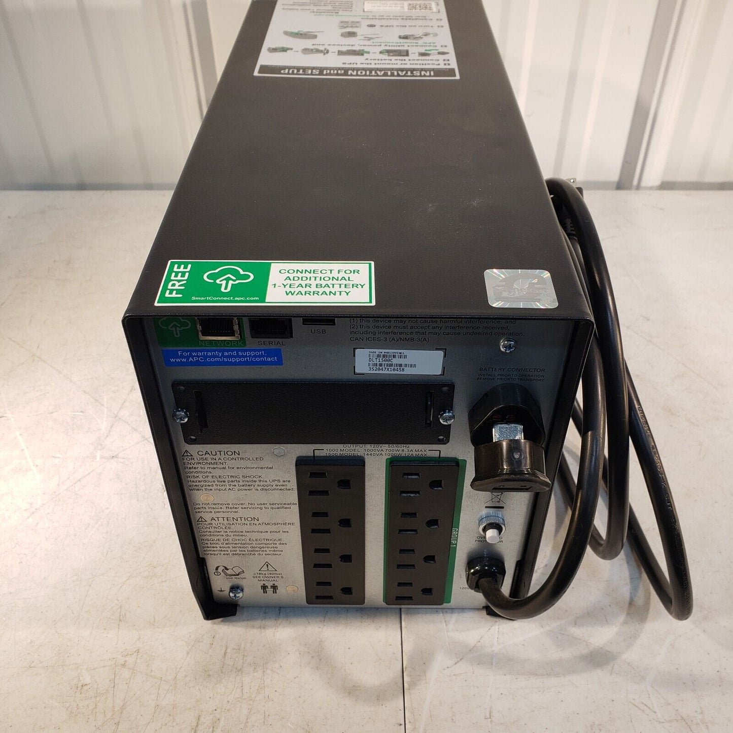 Dell DLT1500C Smart UPS 1000 Watts AC 120V USB Black Power Supply