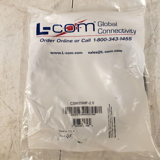 L-COM CSM25MF-2.5 Economy Molded D-sub Cable, DB25 Male /Female, 2.5 ft