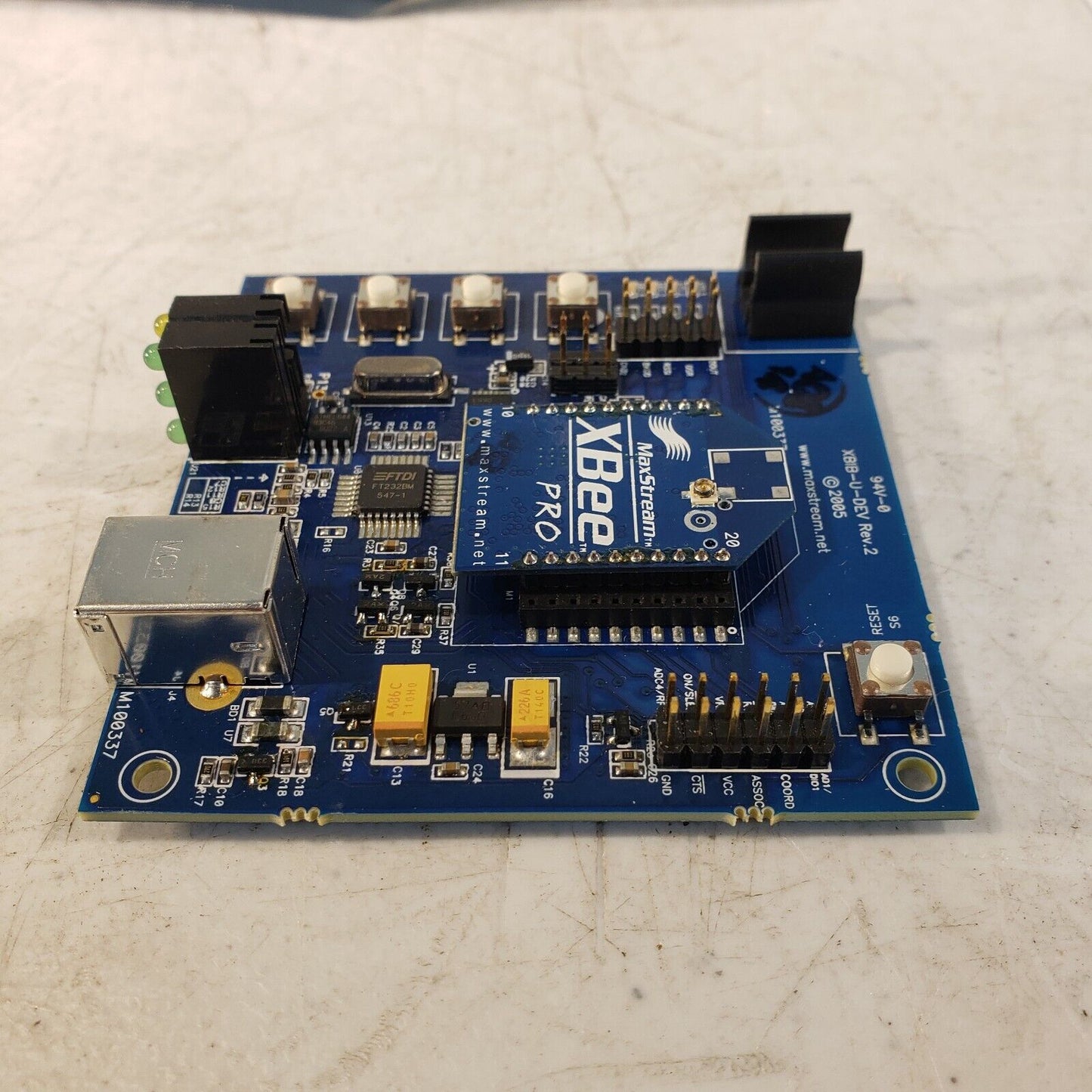 Digi Maxstream XBIB-U-Dev Rev.2 Evaluation Board w/ XBee Pro Radio Transceiver