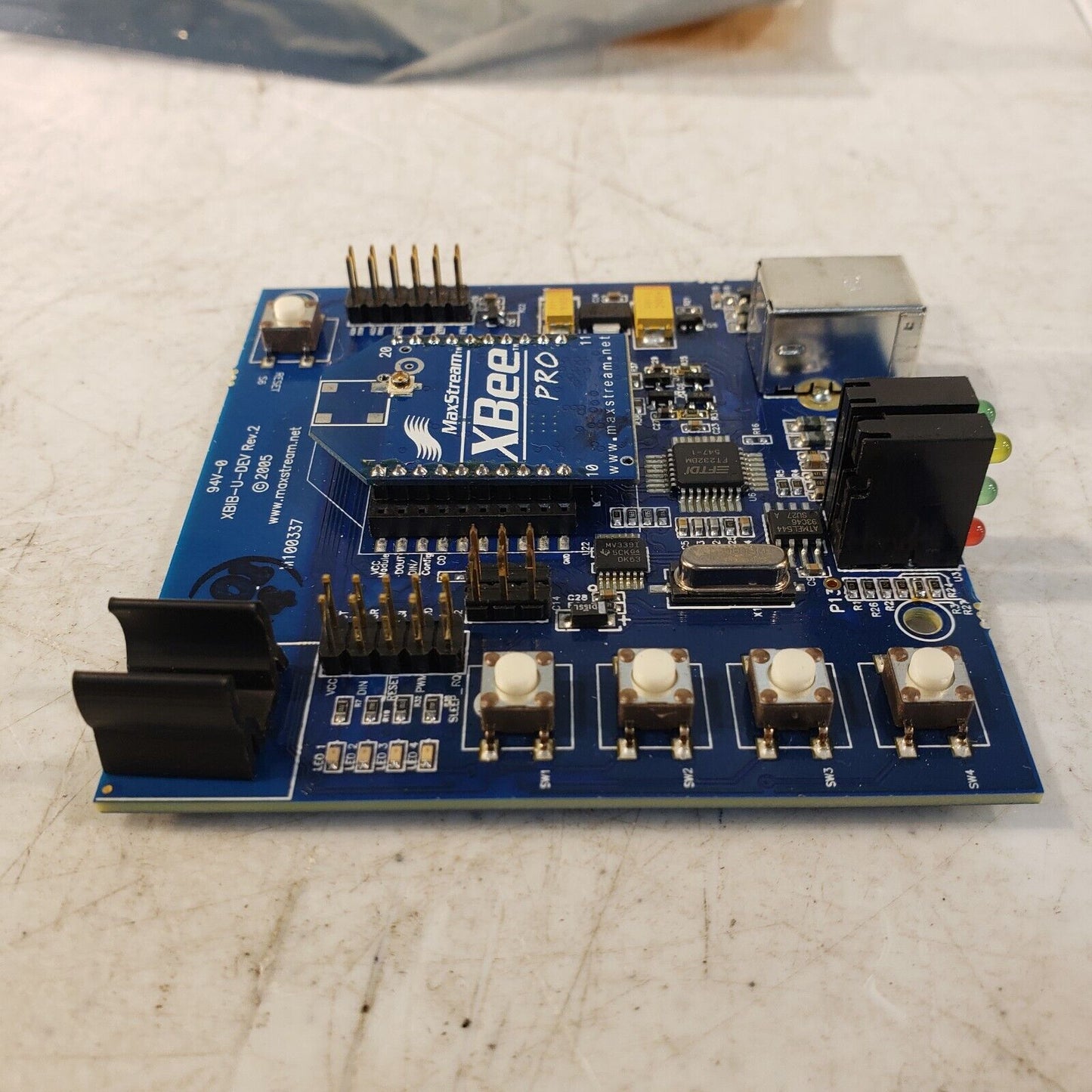 Digi Maxstream XBIB-U-Dev Rev.2 Evaluation Board w/ XBee Pro Radio Transceiver