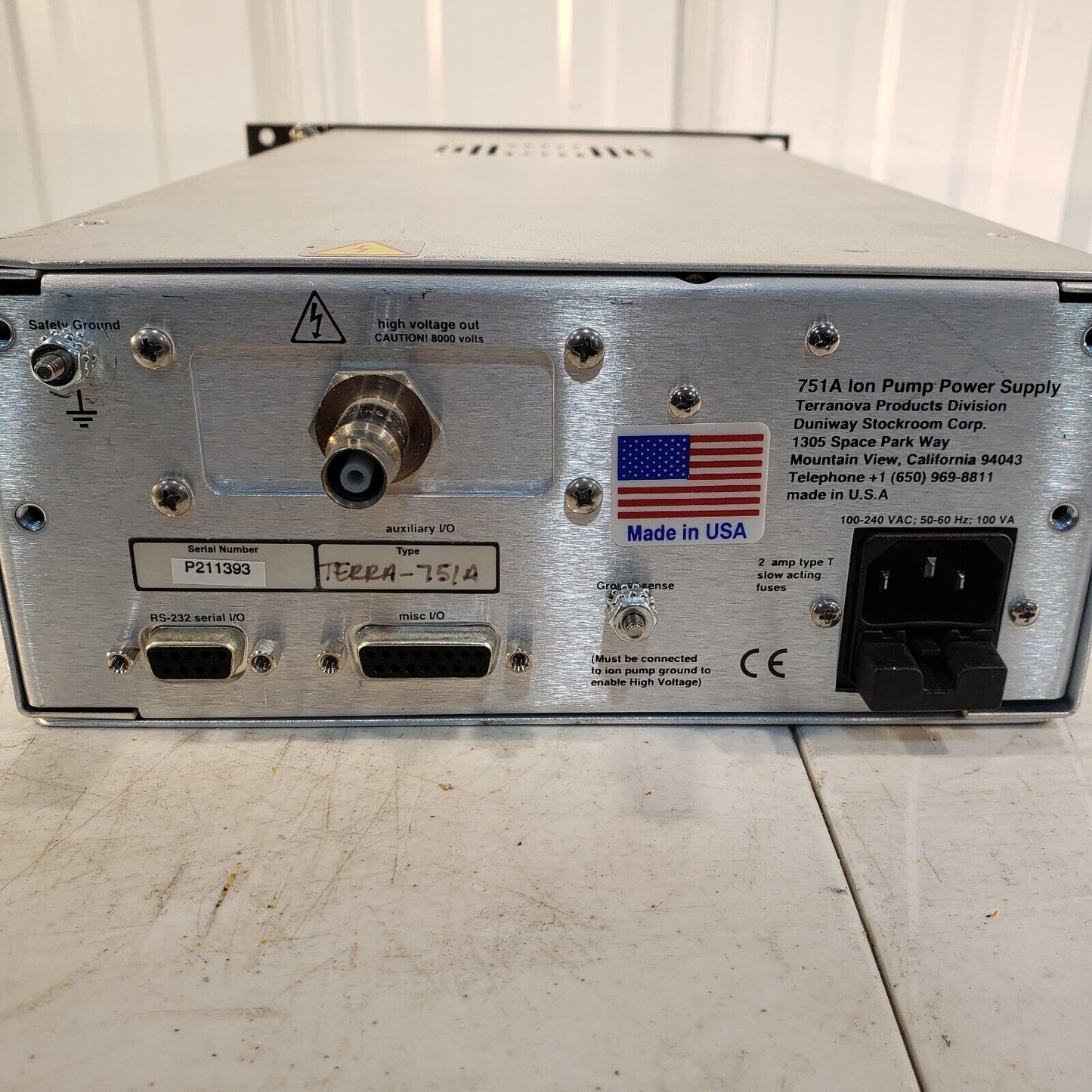 Terranova 751A Medium Ion Pump Power Supply 100-240VAC, 50-60Hz, 100VA