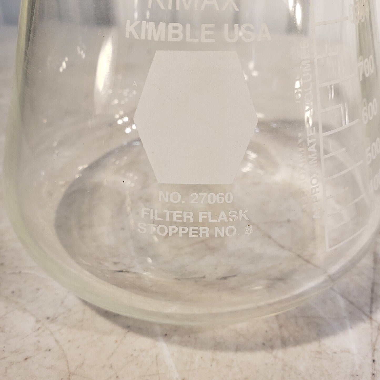 Kimble Kimax Glass 1000mL Heavy Wall Graduated Filter Flask Tubulation 27060