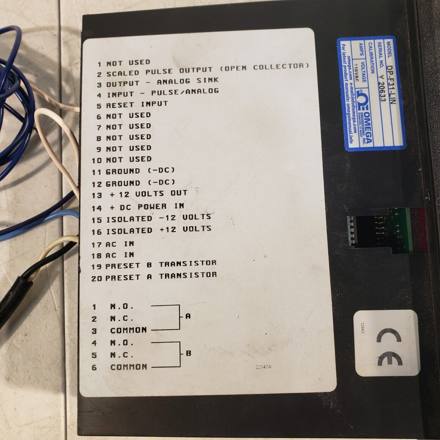 Omega DP-F31-LIN Two Stage Batch Controller/Ratemeter, 2 Relay Outputs