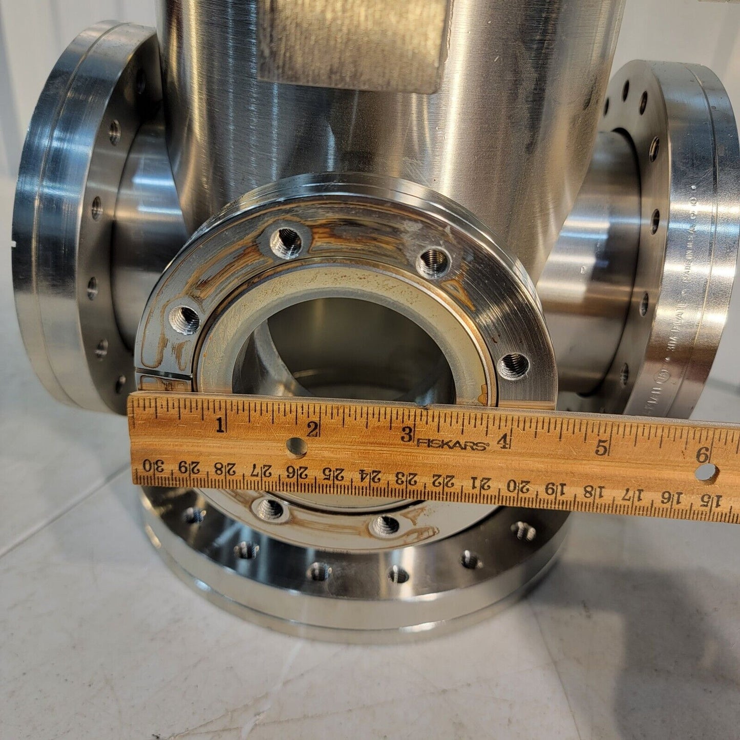 UHV 304 Stainless Steel Vacuum Chamber w 6 Conflat Flange Ports Varian 8" 6" 4.5