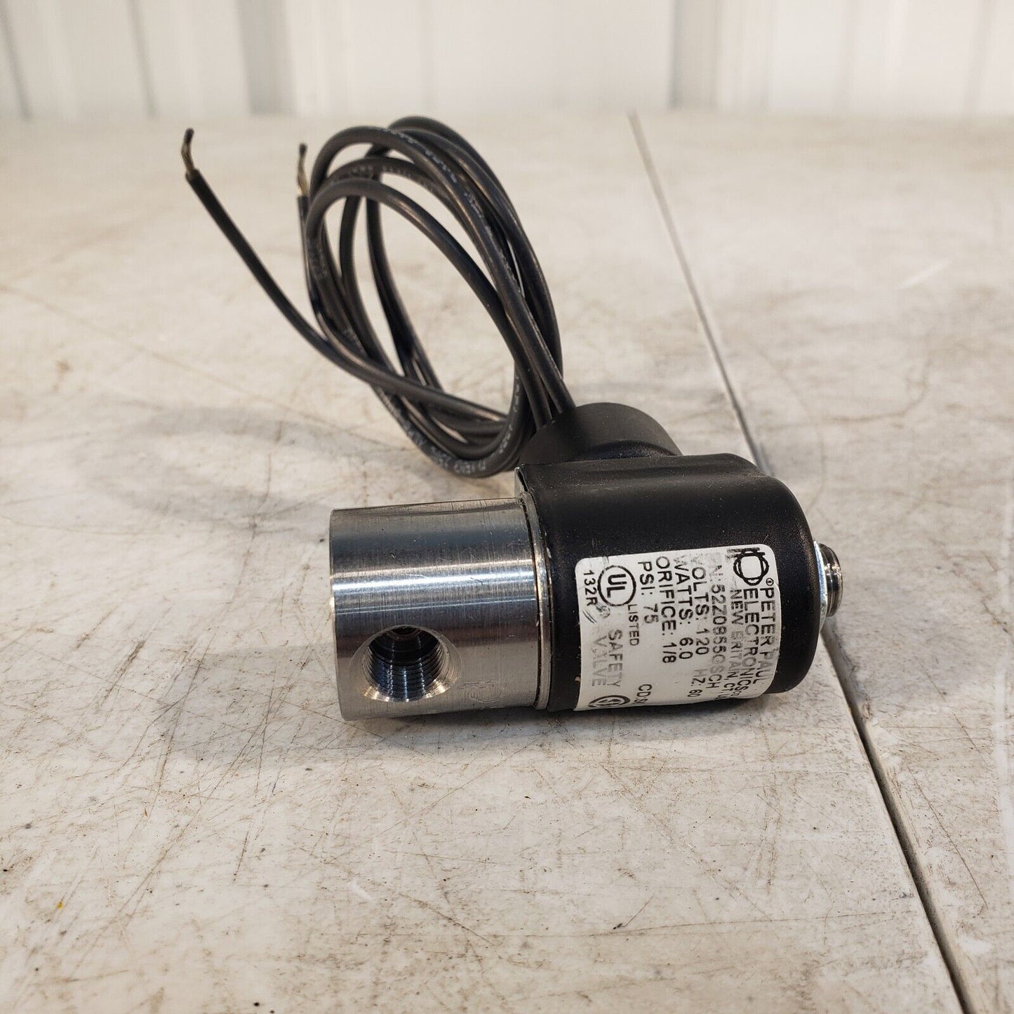 Peter Paul 52Z0855GSCH Safety Valve Solenoid 120VAC 60Hz 6W 75PSI 1/8 Orifice