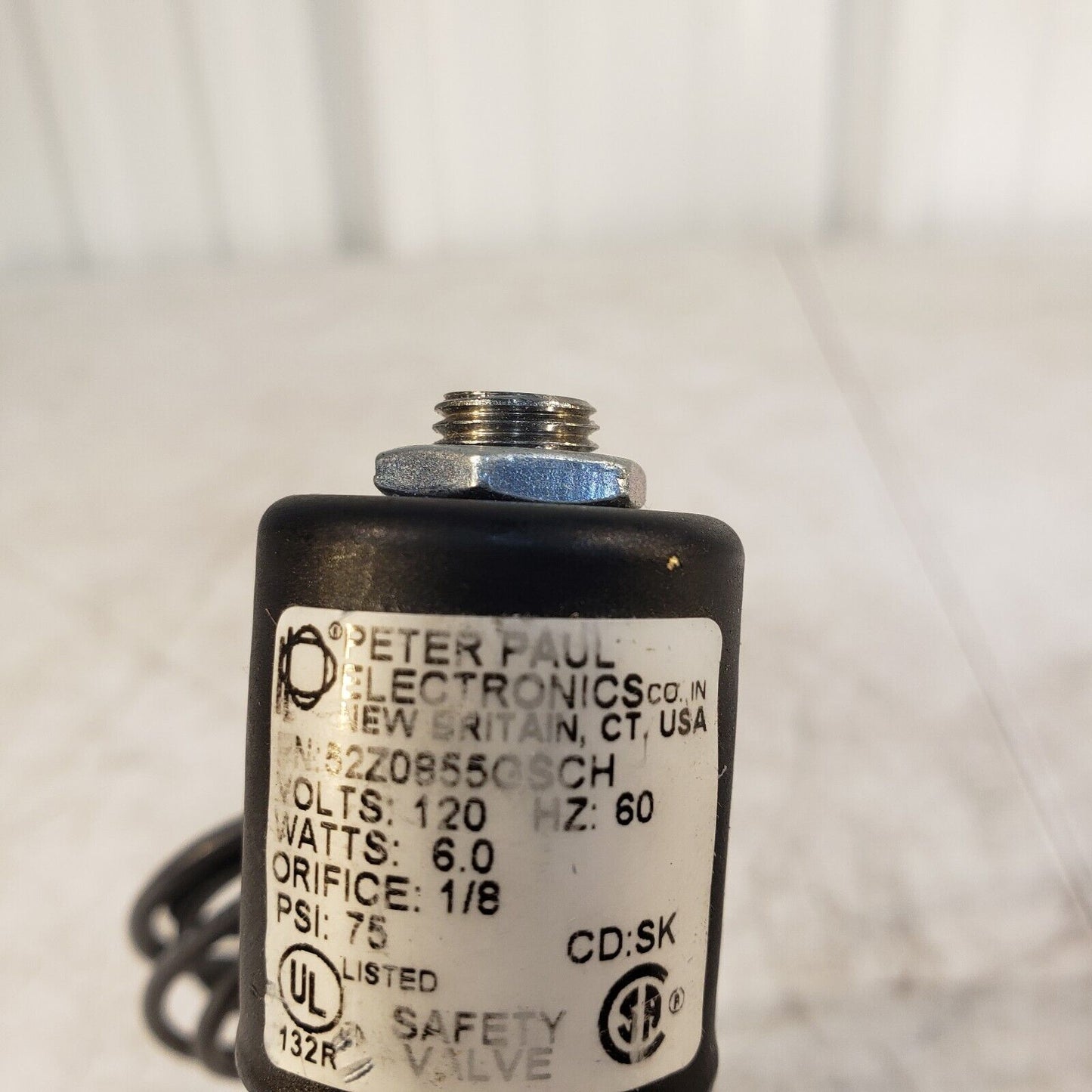 Peter Paul 52Z0855GSCH Safety Valve Solenoid 120VAC 60Hz 6W 75PSI 1/8 Orifice