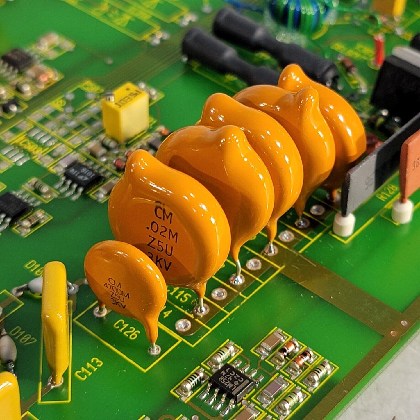 High Voltage Circuit Board Lots Of Components 3kV Capacitors Caps Transformer