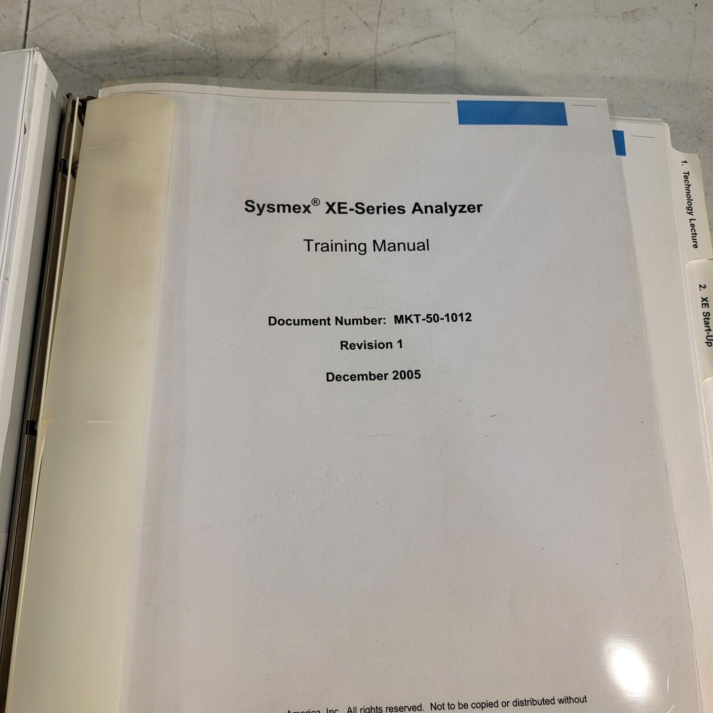 Sysmex Hematology Analyzer XE-series Training Manual MKT-50-1012