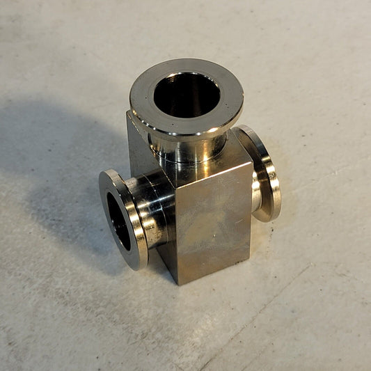 Custom Bruker High Vacuum 3-Way Tee KF16 NW16 Aluminum Fitting