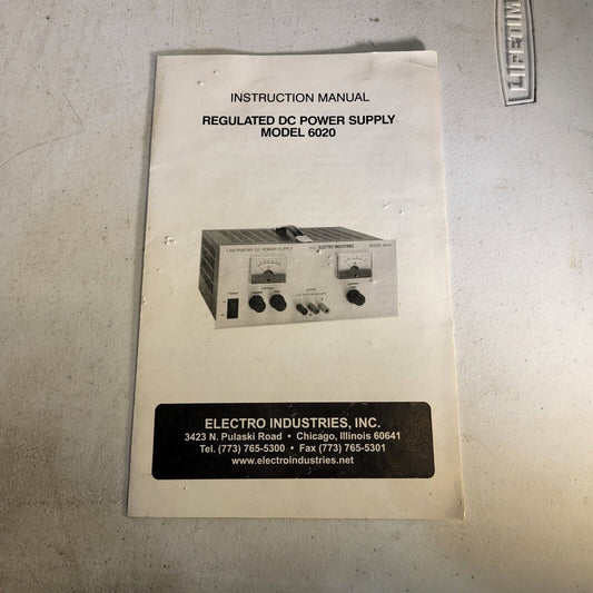 Vintage Electro Regulated DC Power Supply 6020 Instruction Manual w/ Schematics
