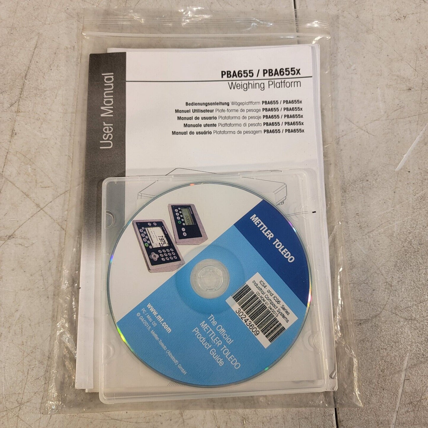 Mettler Toledo PBA655 PBA655x Weighing Platform User Manual w/ Product CD