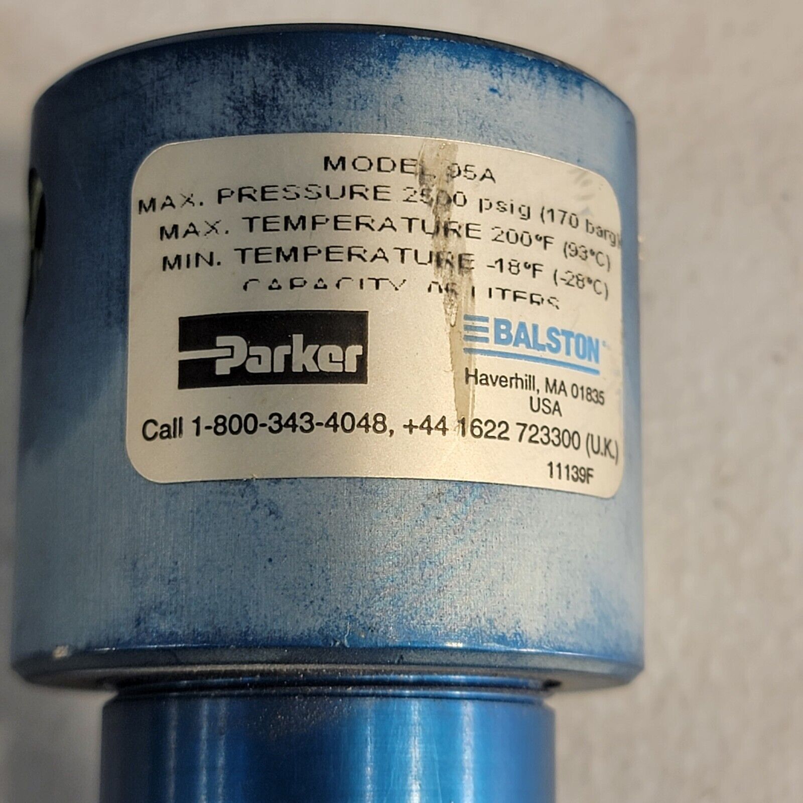 Parker 95A1/4 Balston Acetylene Filter 2500 PSI, 1/4" NPT Lab