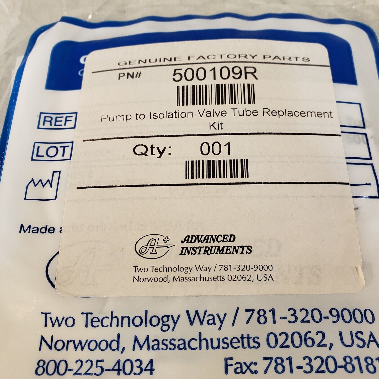 Advanced Instruments 500109R Syringe To Isolation Valve Tube Replacement Kit