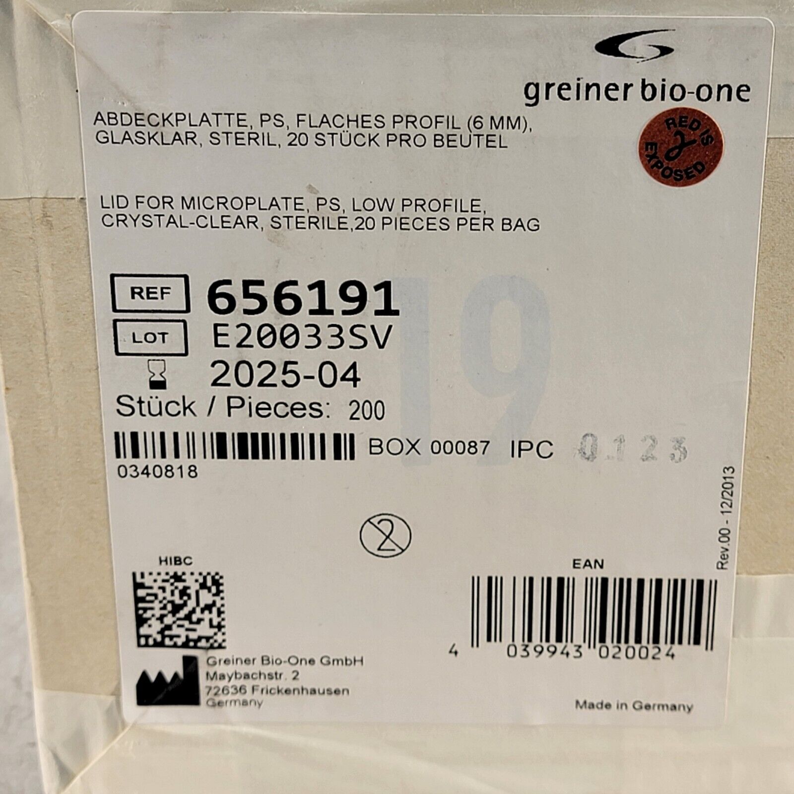 Greiner Bio-One 656191 Coperchi Per Micropiastre In Polistirolo – Basso Profilo, Confezione Da 200