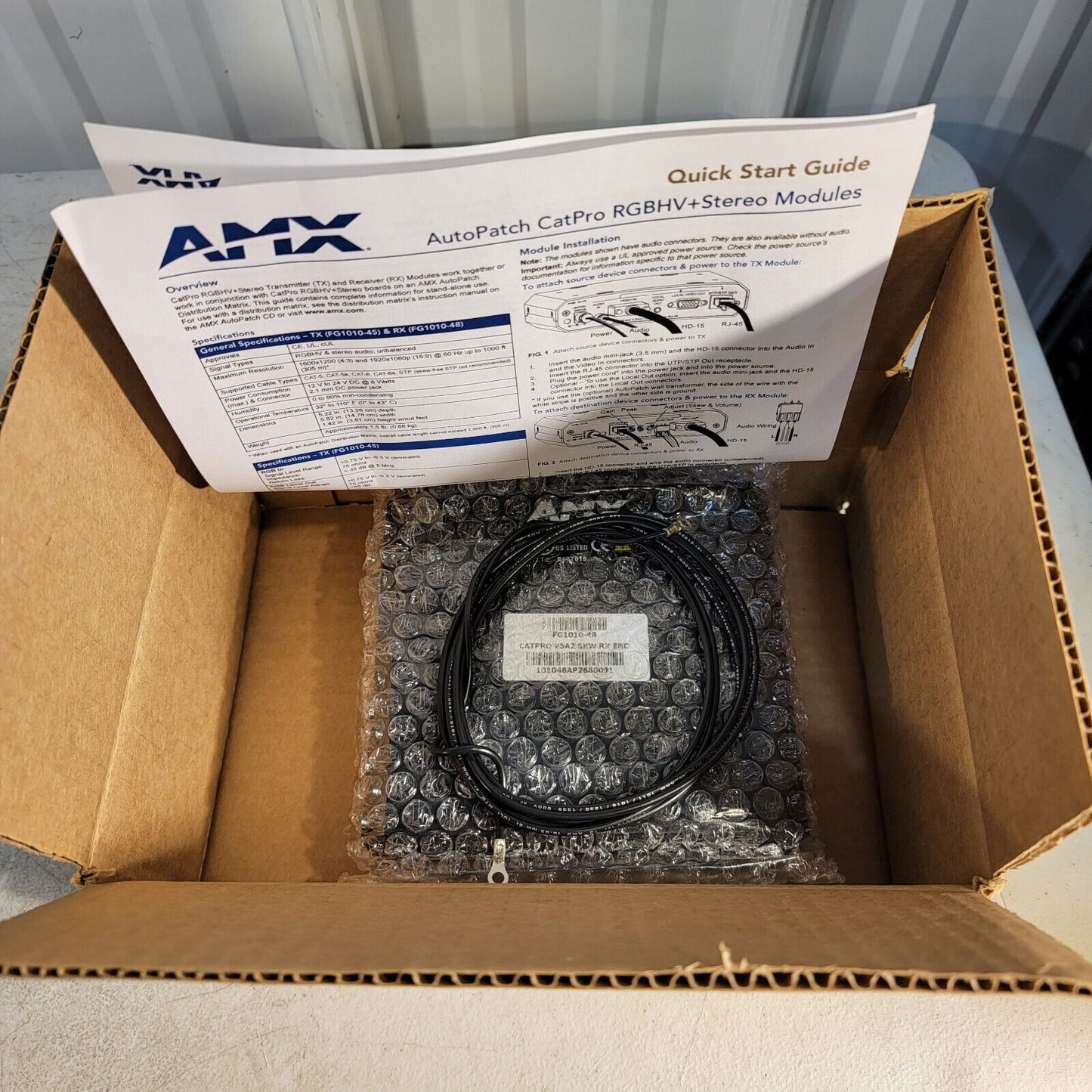 AMX VGA Extender RGBHV Amp Modula Auto Patch Cat Pro RX V5A2 SKW FG1010-48