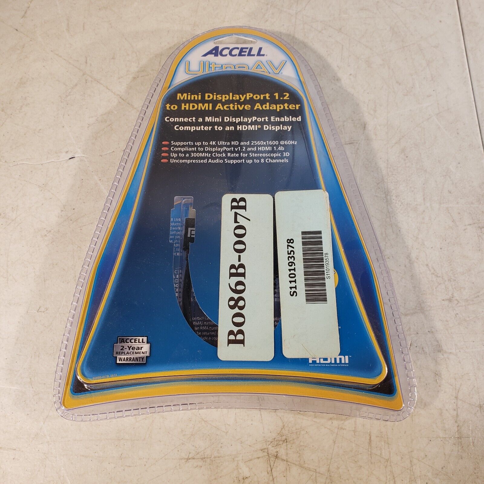 Accell B086B-007B-2 UltraAV Mini Displayport 1.2 to HDMI Active Adapte ...