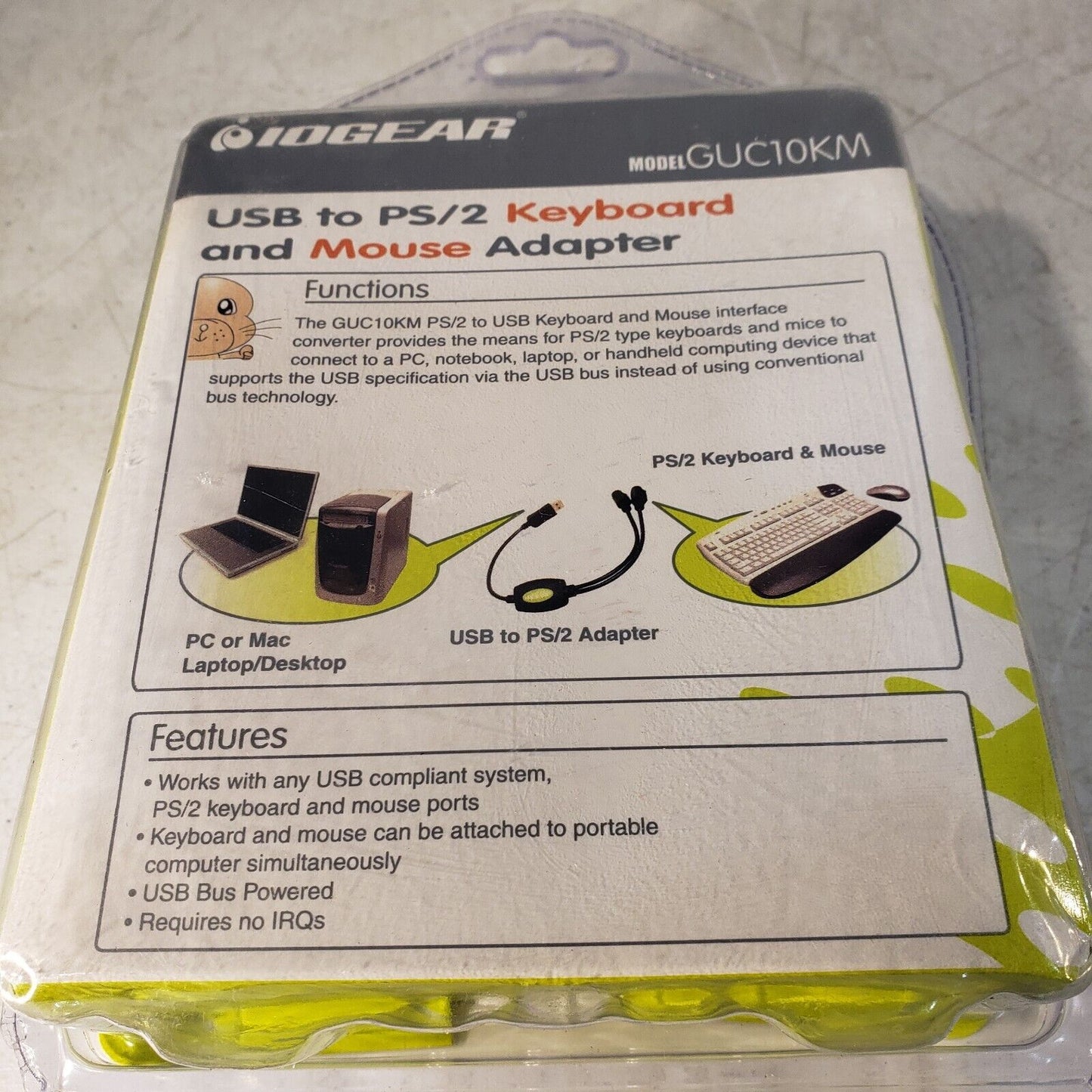 IOGEAR GUC10KM, USB To PS/2 Keyboard And Mouse Adapter